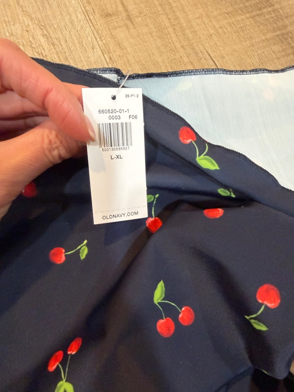 Old Navy BNWT Cherry Bikini and Cover-up, Navy Blue, Top-XL, Bottoms-L - Picture 6 of 7